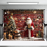 Lofaris Santa Claus Snowman Wooden House Photo Backdrop
